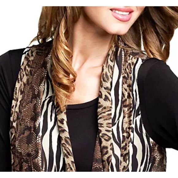 Susan Graver Womens 3X Chiffon Vest & Liquid Knit Top Brown Paisley NWT - Picture 4 of 6